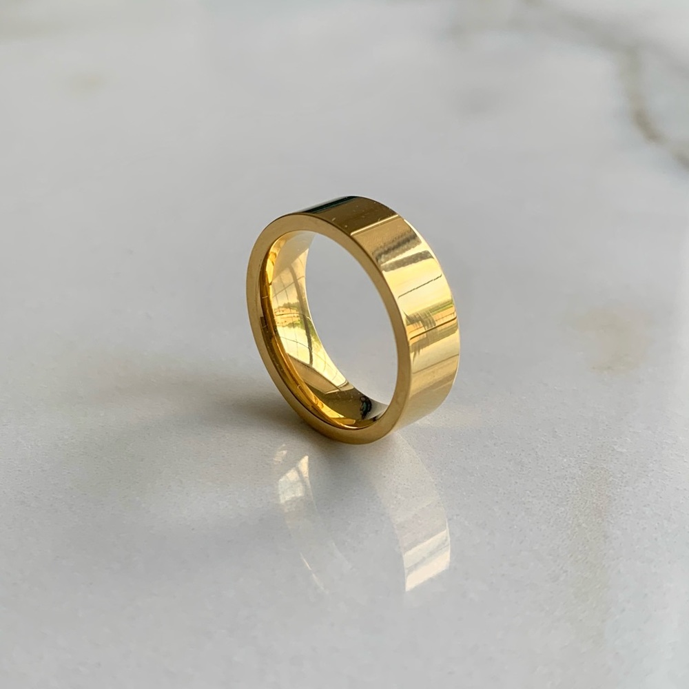 Gold band ring, stacking ring gold, thick gold ring